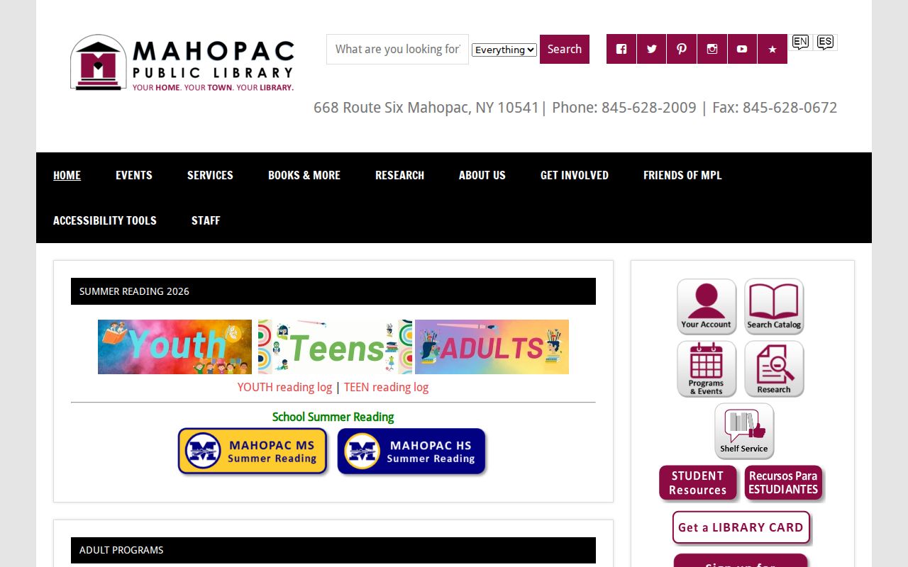 Carmel city directory research image for Mahopac Public Library