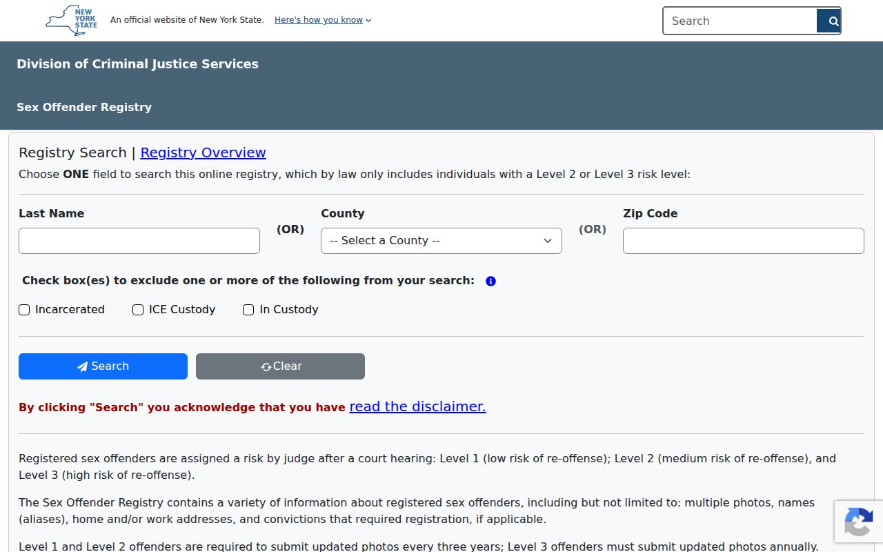 Carmel resident lookup image of the New York official registry search